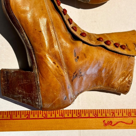 Antique Pair of Ladies Gotzian Victorian Leather Button Up Boots * Inscribed * - Picture 6 of 10